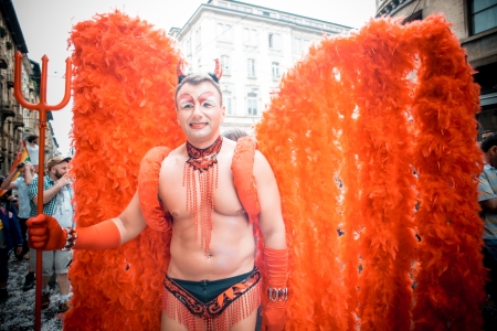 MILAN, ITALY - JUNE 29: gay pride manifestation in Milan June 29, 2013. Normal people, gay,...