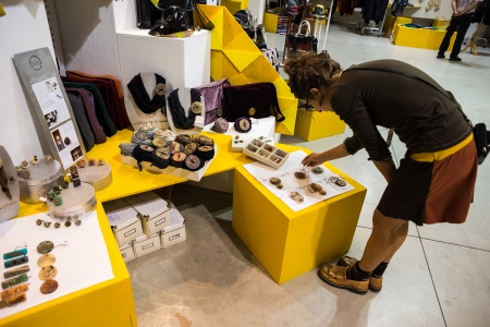 MILAN, ITALY - SEPTEMBER 20: So Critical So Fashion exhibition in Milan on September, 20 2013. Important alternative  fashion exhibition of biologiacal, vegan and recycled materials during Milan Fashion Weekのeditorial素材