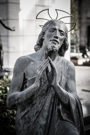 jesus christ statue in the cemeteryの写真素材