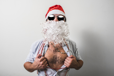 funny santa claus babbo natale on white backgroundの写真素材