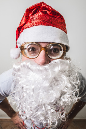 funny santa claus babbo natale on white backgroundの写真素材