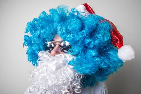 funny santa claus babbo natale on white backgroundの写真素材