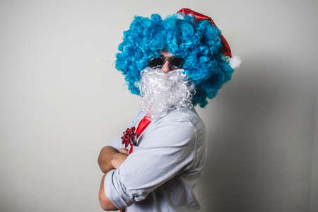 funny santa claus babbo natale on white backgroundの写真素材