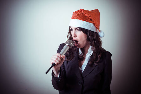 christmas businesswoman on white backgroundの写真素材