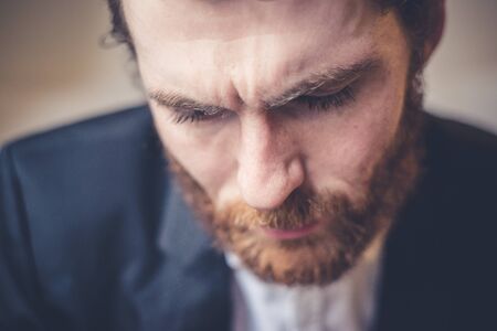 handsome bearded hipster elegant man の写真素材