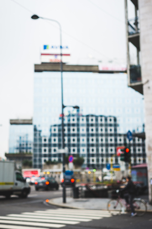 blurred city and people urban sceneの写真素材