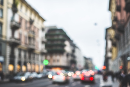 blurred city and people urban sceneの写真素材