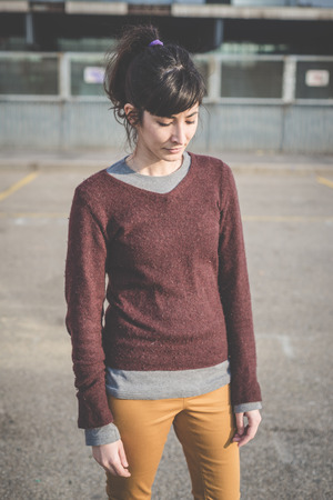 young beautiful hipster woman in the cityの写真素材