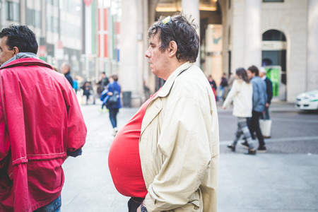 MILAN, ITALY - MARCH 21: 269 Life protest on March 21, 2014. People shocked looking at 269 activists performance  against animal abuses and pro vegan lifestyleのeditorial素材