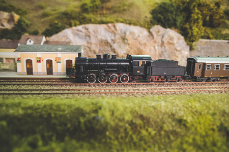 MILAN, ITALY - MARCH 23: FAI open old trains warehouse in Milan on March 23, 2014. diecast model...