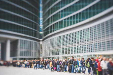 MILAN, ITALY - MARCH 23: People visitng Palazzo Lombardia, most high and important building in Milan,  opening for visitors during FAI, Fondo Ambiente Italiano, on MARCH 23, 2014 in Milan.のeditorial素材