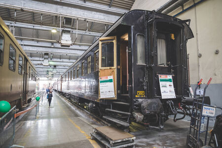 MILAN, ITALY - MARCH 23: FAI open old trains warehouse in Milan on March 23, 2014. FAI, fondo ambiente italiano, opened old trains warehouse for thousand of people which went to visit itのeditorial素材