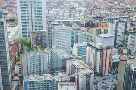 skyline urban city high view of Milan 