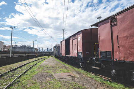 MILAN, ITALY - MARCH 23: FAI open old trains warehouse in Milan on March 23, 2014. FAI, fondo ambiente italiano, opened old trains warehouse for thousand of people which went to visit itのeditorial素材