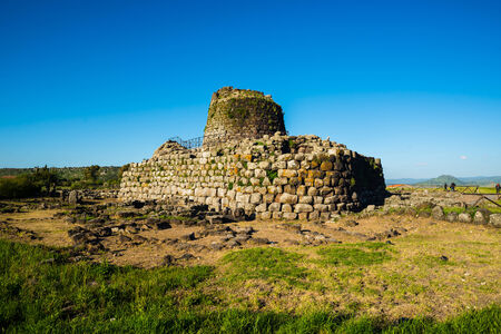 sardinian nuraghe natural landscape in spring timeの写真素材