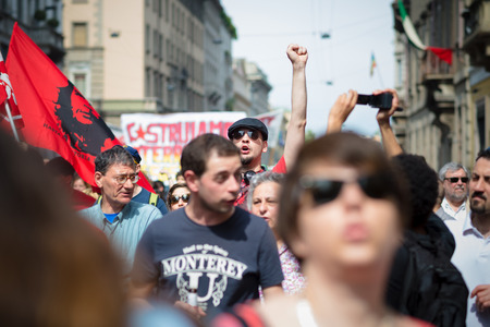 MILAN, ITALY - APRIL 25: celebration of liberation held in Milan on 25 April 2014. People took the...