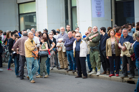 MILAN, ITALY - APRIL 25: celebration of liberation held in Milan on 25 April 2014. People took the...