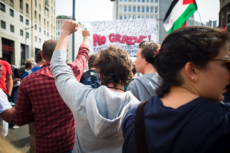 MILAN, ITALY - APRIL 25: celebration of liberation held in Milan on 25 April 2014. People took the streets in Milan to celebrate the anniversary of the liberation of Italy from Nazism and Fascismのeditorial素材