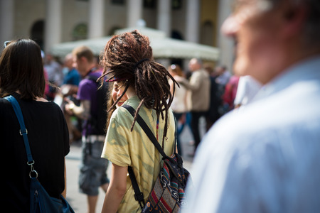 MILAN, ITALY - APRIL 25: celebration of liberation held in Milan on 25 April 2014. People took the streets in Milan to celebrate the anniversary of the liberation of Italy from Nazism and Fascismのeditorial素材
