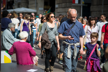 MILAN, ITALY - APRIL 25: celebration of liberation held in Milan on 25 April 2014. People took the streets in Milan to celebrate the anniversary of the liberation of Italy from Nazism and Fascismのeditorial素材
