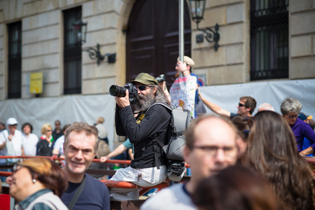 MILAN, ITALY - APRIL 25: celebration of liberation held in Milan on 25 April 2014. People took the streets in Milan to celebrate the anniversary of the liberation of Italy from Nazism and Fascismのeditorial素材