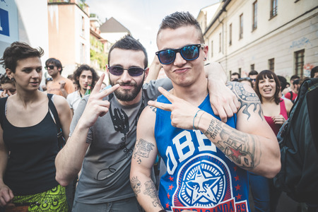 MILAN, ITALY - MAY 1: labor day held in Milan on May 1, 2014. Every year thousands of people taking...