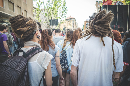 MILAN, ITALY - MAY 1: labor day held in Milan on May 1, 2014. Every year thousands of people taking...