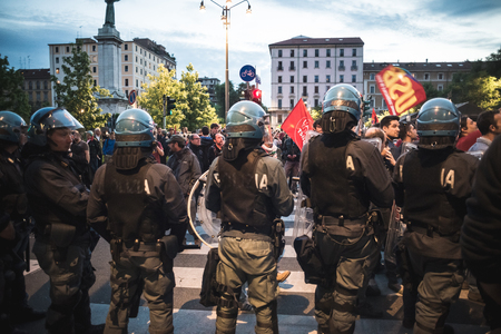 MILAN, ITALY - APRIL 29: Manifestation against fascism and nazism in Milan on 25 April 2014. People took the streets in Milan to protest against neo nazis and fascists groups present in Milanのeditorial素材