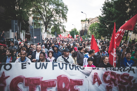 MILAN, ITALY - APRIL 29: Manifestation against fascism and nazism in Milan on 25 April 2014. People took the streets in Milan to protest against neo nazis and fascists groups present in Milanのeditorial素材