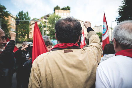 MILAN, ITALY - APRIL 29: Manifestation against fascism and nazism in Milan on 25 April 2014. People...