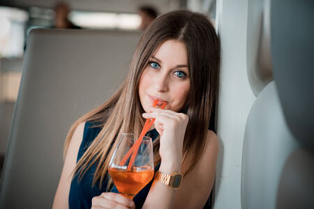 young beautiful hipster woman in the cityの写真素材