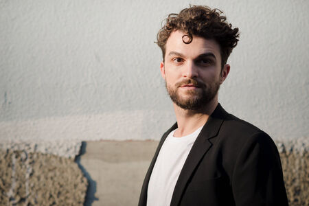 handsome hipster modern man in the cityの写真素材