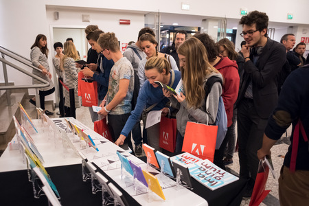 MILAN, ITALY - SEPTEMBER 25: Creative Day in Milan, Italy on September, 25 2014. Creative Day is an important italian event, sponsored by adobe, about creativity organized by inside trainingのeditorial素材