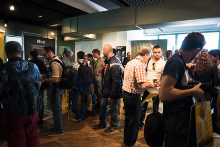 MILAN, ITALY - SEPTEMBER 27: Nikon Live in Milan, Italy on September, 27 2014. Nikon Live is the first Nikon event in Italy where thousand of people meet great photographers and known new Nikon productsのeditorial素材