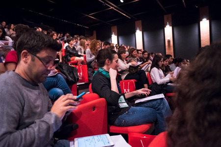 MILAN, ITALY - SEPTEMBER 25: Creative Day in Milan, Italy on September, 25 2014. Creative Day is an important italian event, sponsored by adobe, about creativity organized by inside trainingのeditorial素材