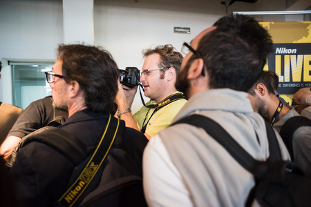 MILAN, ITALY - SEPTEMBER 27: Nikon Live in Milan, Italy on September, 27 2014. Nikon Live is the first Nikon event in Italy where thousand of people meet great photographers and known new Nikon productsのeditorial素材