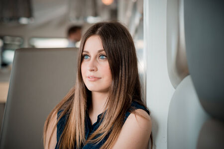 young beautiful hipster woman in the cityの写真素材