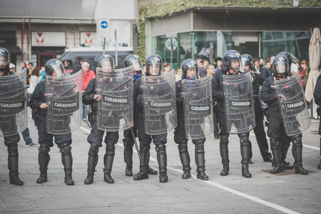 MILAN, ITALY - OCTOBER 11: demonstration held in Milan october 11, 2014. Police during protest...
