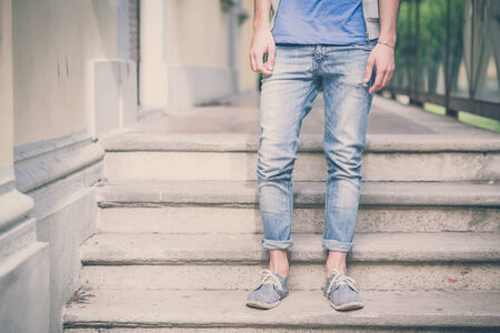 young hipster man in the cityの写真素材