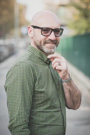 handsome middle aged man in the cityの写真素材
