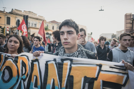 MILAN, ITALY - OCTOBER 18: manifestation held in Milan october 18, 2014. People took streets to...