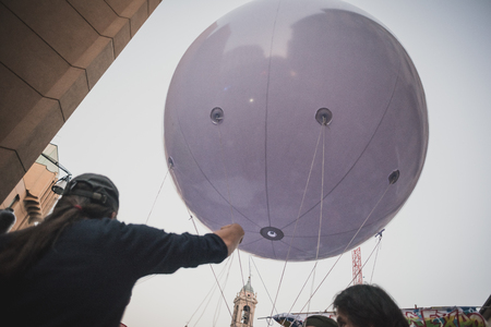 MILAN, ITALY - OCTOBER 18: manifestation held in Milan october 18, 2014. People took streets to protest against racism, war and against lega nord, right wing politic italian movementのeditorial素材