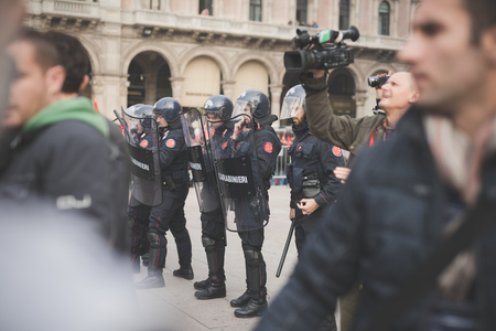 MILAN, ITALY - NOVEMBER 14: Student demonstration held in Milan November 14, 2014. Students took...