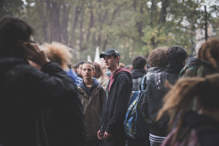 MILAN, ITALY - NOVEMBER 14: Student demonstration held in Milan November 14, 2014. Students took...