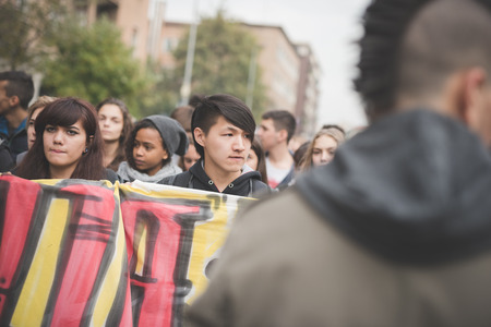 MILAN, ITALY - NOVEMBER 14: Student demonstration held in Milan November 14, 2014. Students took...