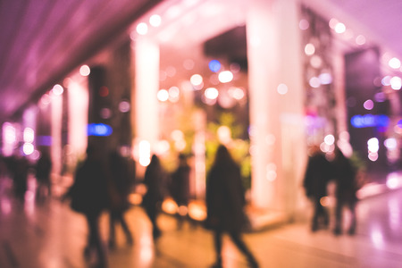 blurred bokeh city milan by night in christmas timeの写真素材