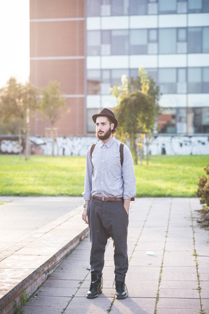 young handsome hipster gay modern man in townの写真素材