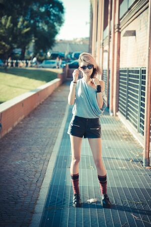 young beautiful model woman in the cityの写真素材