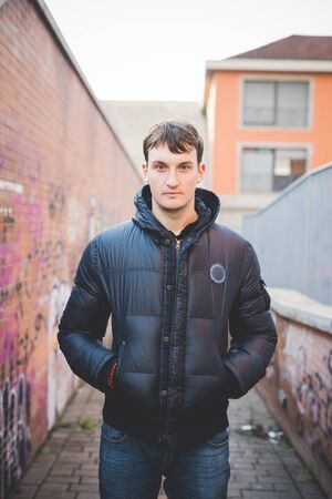 young handsome man in the cityの写真素材