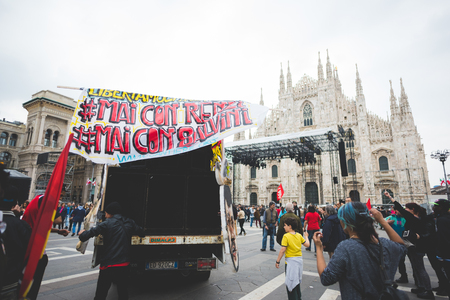 MILAN, ITALY - APRIL 25: celebration of liberation held in Milan on April 25, 2015. People took the streets in Milan to celebrate the 70th anniversary of the liberation of Italy from Nazism and Fascismのeditorial素材